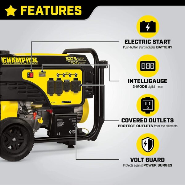 Champion 100813 7500W/9375W 50 Amp Gas Electric Start Generator New - Image 4