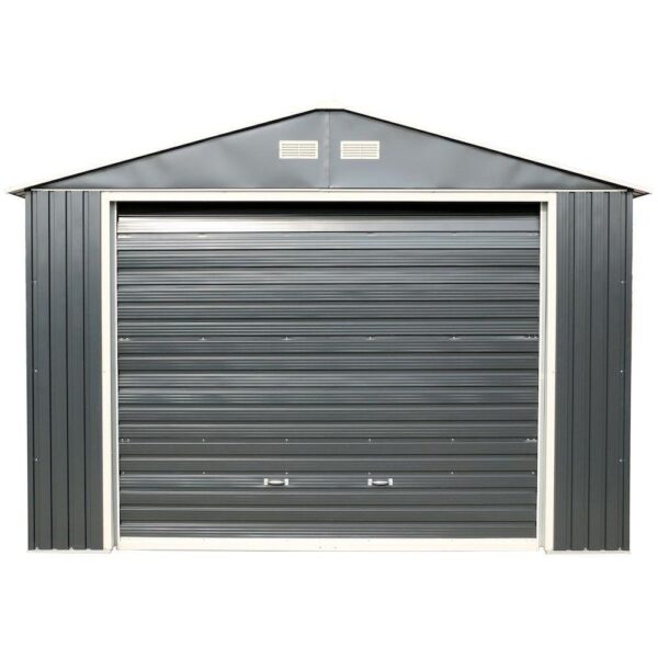 Imperial 12 ft. x 20 ft. Metal Garage Shed in Dark Grey with White Trim - Image 3