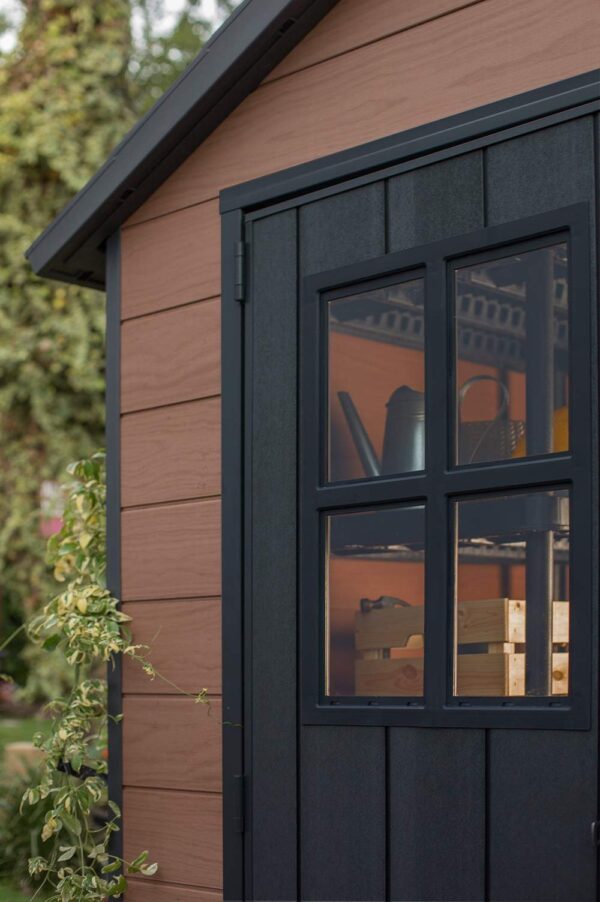 Keter Newton 7.5×9 Large Resin Outdoor Storage Shed Kit - Image 4