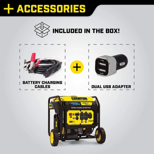 Champion 100520 7000W/8750W Open Frame Hybrid Electric Start Inverter Generator New - Image 5