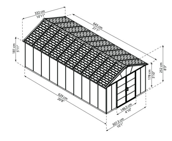 Palram – Canopia | Yukon 11×21 Storage Shed, Gray 11′ x 21′ - Image 8