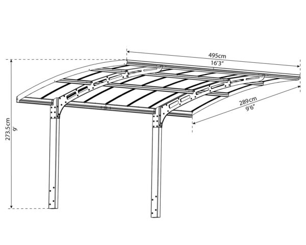 Palram – Canopia Arizona Breeze 5000 Carport – 10′ x 16′ x 9′ – Gray/Bronze - Image 6