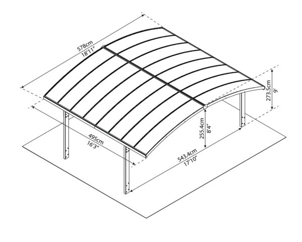 Palram – Canopia Arizona Wave Double Carport – 19′ x 16′ x 9′ – Gray/Gray - Image 6