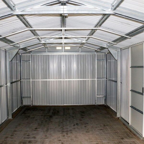 Imperial 12 ft. x 20 ft. Metal Garage Shed in Dark Grey with White Trim - Image 4