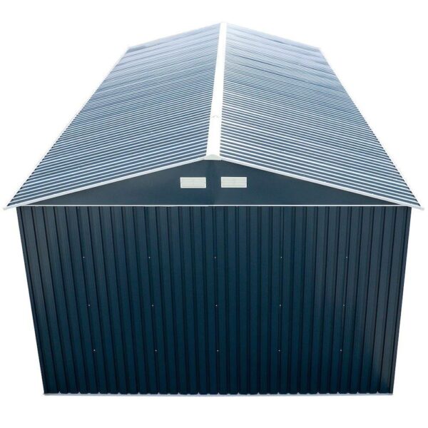 Imperial 12 ft. x 20 ft. Metal Garage Shed in Dark Grey with White Trim - Image 2