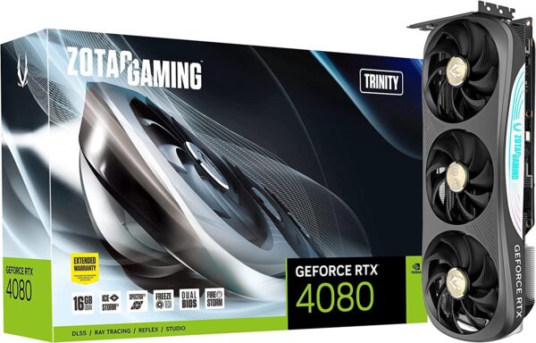 ZOTAC Gaming GeForce RTX 4080 16GB Trinity GDDR6X 256-bit 22.4 Gbps PCIE 4.0 Graphics Card, IceStorm 2.0 Advanced Cooling, Spectra 2.0 RGB Lighting, ZT-D40810D-10P