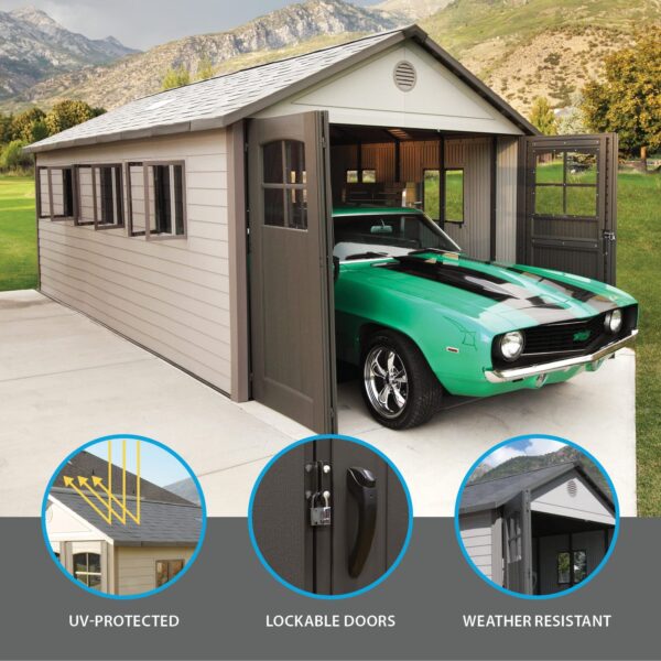 Lifetime 60237 11 x 21 Ft. Outdoor Storage Shed, Desert Sand - Image 2