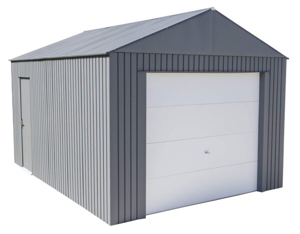 SOJAG GRC1215 Everest Wind & Snow Rated Steel Garage – 12 ft. x 15 ft. x 10 ft. Charcoal 12′ x 15′