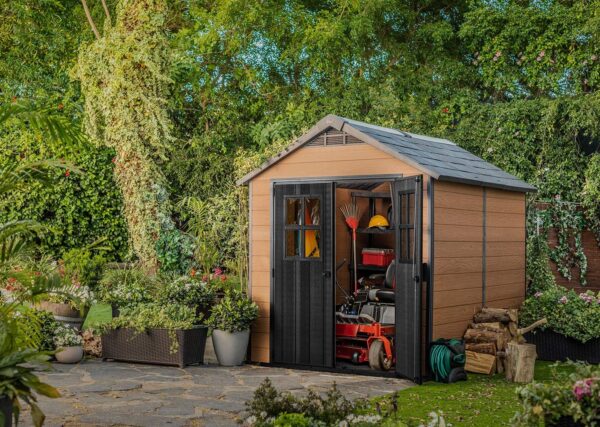 Keter Newton 7.5×9 Large Resin Outdoor Storage Shed Kit - Image 8