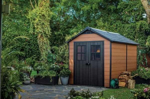 Keter Newton 7.5×11 Large Resin Outdoor Storage Shed Kit - Image 2