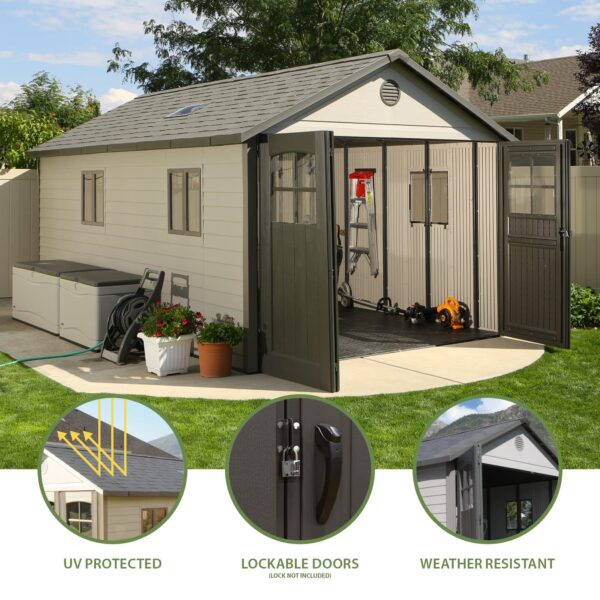 Lifetime 60236 11 x 18.5 Ft. Outdoor Storage Shed, 11 x 18.5, Desert Sand - Image 3