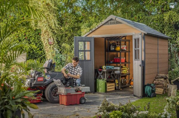 Keter Newton 7.5×9 Large Resin Outdoor Storage Shed Kit - Image 9