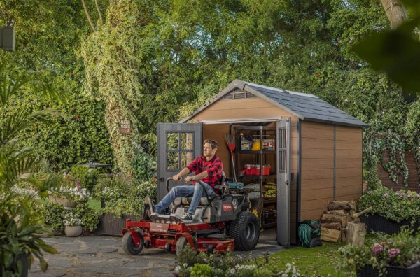 Keter Newton 7.5×9 Large Resin Outdoor Storage Shed Kit - Image 2