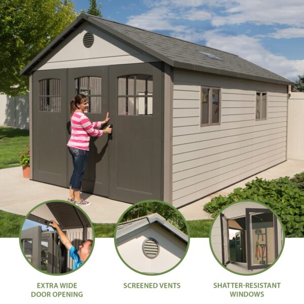 Lifetime 60236 11 x 18.5 Ft. Outdoor Storage Shed, 11 x 18.5, Desert Sand - Image 2