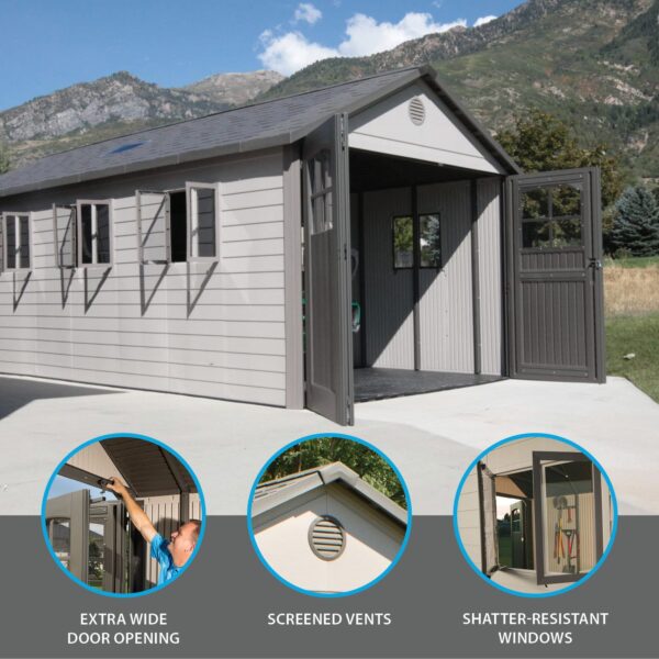 Lifetime 60237 11 x 21 Ft. Outdoor Storage Shed, Desert Sand - Image 4
