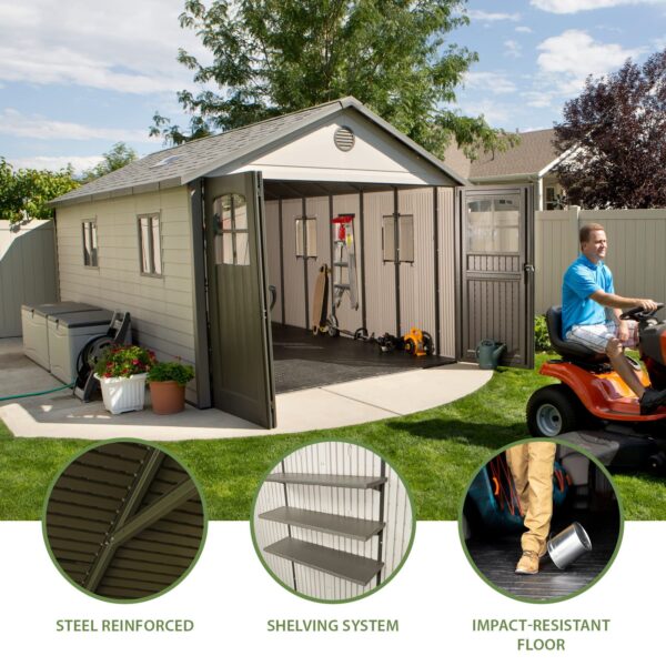 Lifetime 60236 11 x 18.5 Ft. Outdoor Storage Shed, 11 x 18.5, Desert Sand - Image 4