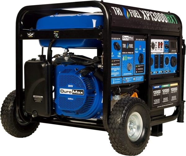 DuroMax XP13000HXT 13,000-Watt 500cc Tri Fuel Gas Propane Natural Gas Portable Generator with CO Alert