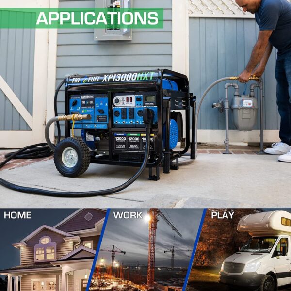 DuroMax XP13000HXT 13,000-Watt 500cc Tri Fuel Gas Propane Natural Gas Portable Generator with CO Alert - Image 2