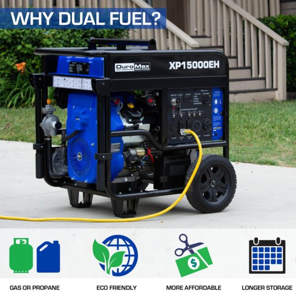 DuroMax XP15000EH 15,000 Watt Portable Dual Fuel Gas Propane Generator - Image 2