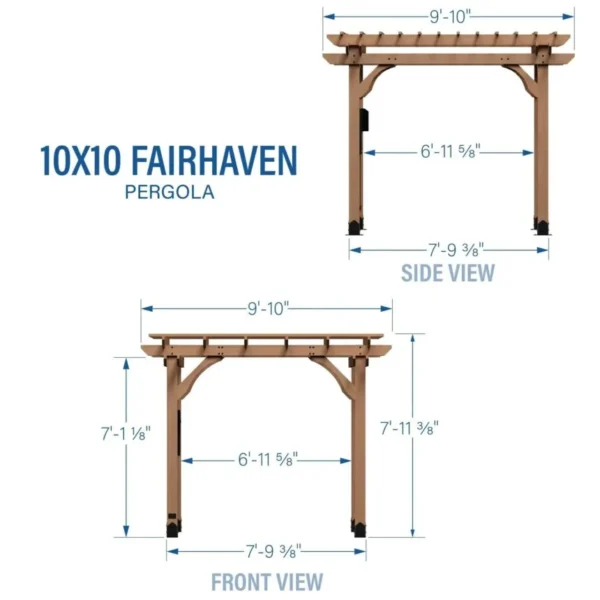 10 x 10 Fairhaven Pergola Rustic Finish - Image 4