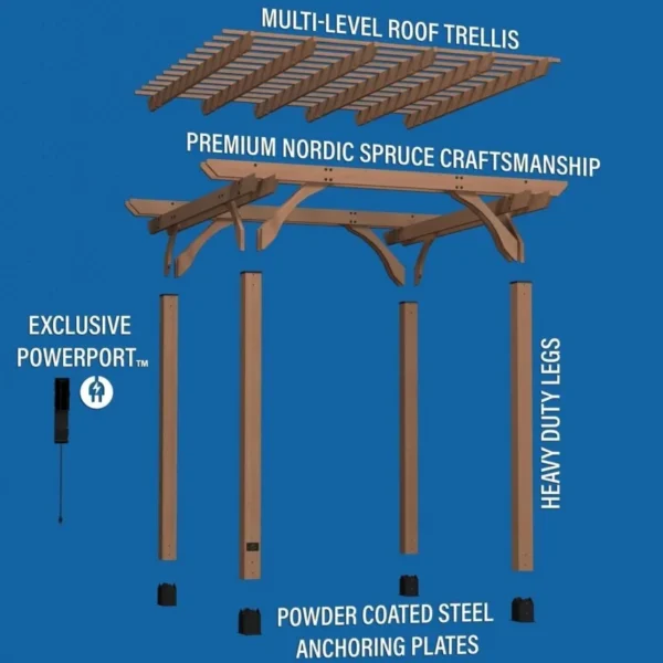 10 x 10 Fairhaven Pergola Rustic Finish - Image 5