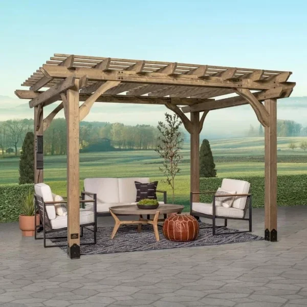 12 Ft. W x 10 Ft. D Solid Wood Pergola - Image 3