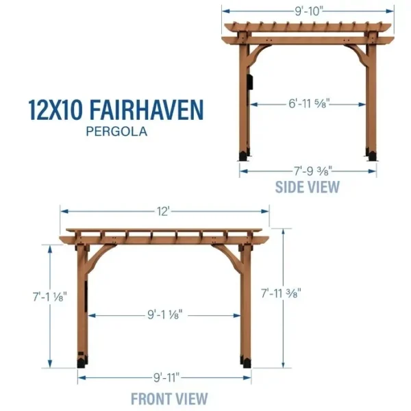 12 Ft. W x 10 Ft. D Solid Wood Pergola - Image 8