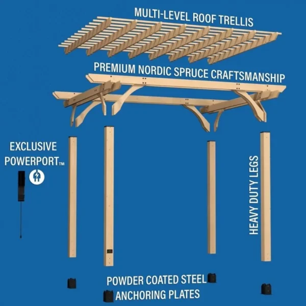 12×10 Fairhaven Pergola Natural - Image 2