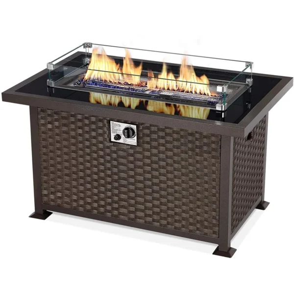 Danrelax 44in Outdoor Propane Gas Fire Pit Table, Brown, Fire Pit Table - Image 3