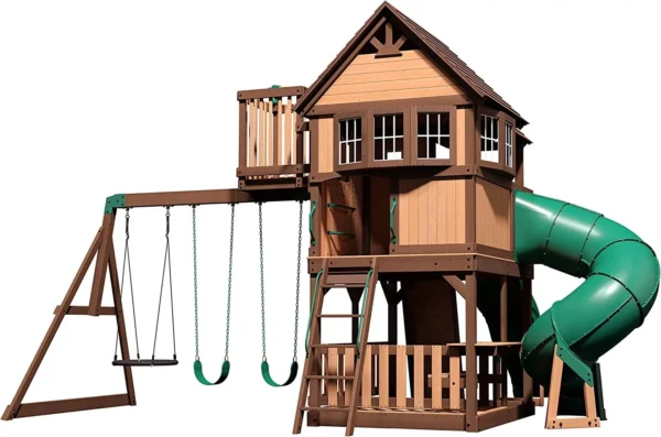 Backyard Discovery Skyfort III Cedar Swing Set w/ Tube Slide – DIY - Image 3