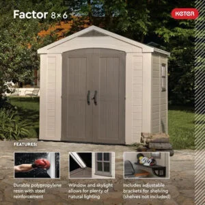Factor 8 ft. W x 6 ft. D Plastic Storage Shed - Image 14