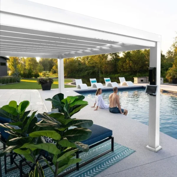 12×10 Windham Modern Steel Pergola With Sail Shade Soft Canopy - Image 8