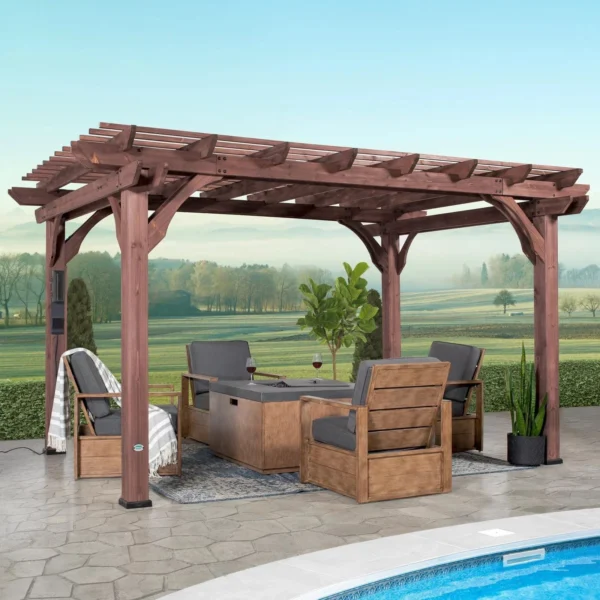 14×10 Somerville Pergola – Walnut Stain - Image 2