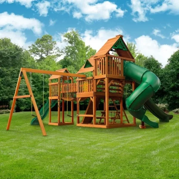 Treasure Trove II Swing Set /Tongue and Groove Wood Roof