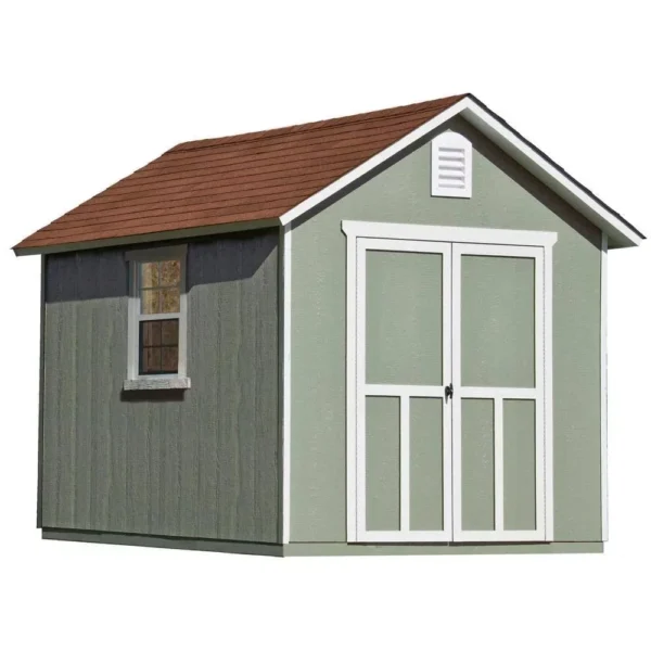 Installed Meridian 8 ft. x 10 ft. Wood Storage Shed with Autumn Brown Shingles - Image 8