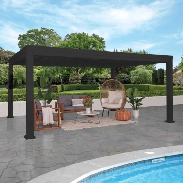 14×12 trenton modern steel pergola with sail shade soft canopy - Image 2